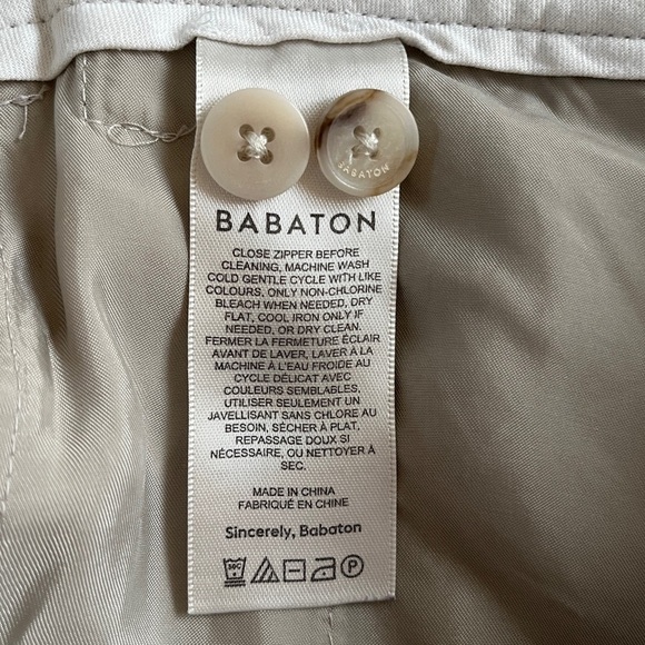 BABATON Artitzia Linen Blend Pleated Taupe Pants Pleats Side Pockets Fly Front - Picture 7 of 13